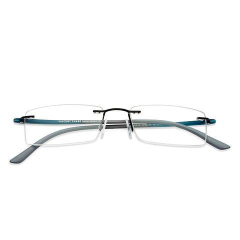 Lenskart Air Online Black Blue Grey Rimless Rectangle left side