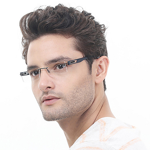 Lenskart Air Online Black Blue Rimless Rectangle left side