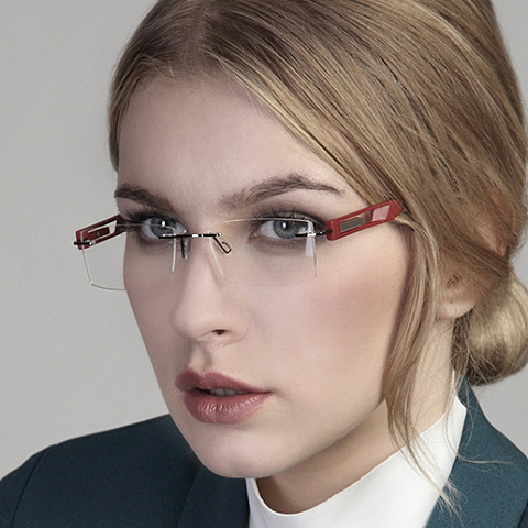 Lenskart Air Online Red Rimless Rectangle right side