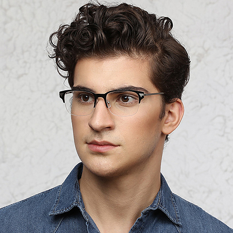 Vincent Chase Online Black Half Rim Rectangle left side