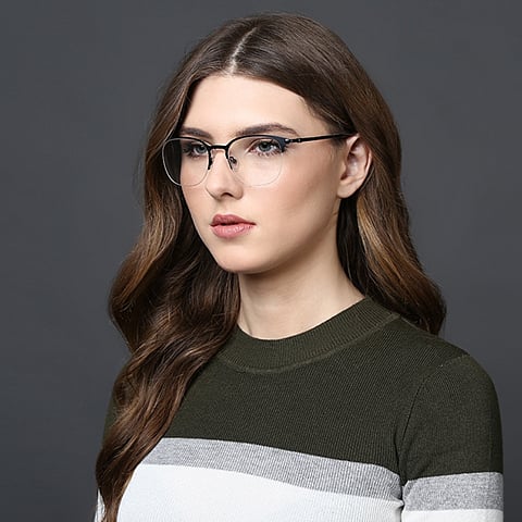 Vincent Chase Online Black Half Rim Square left side