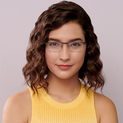 Vincent Chase Online Mid Gunmetal Half Rim Rectangle left side