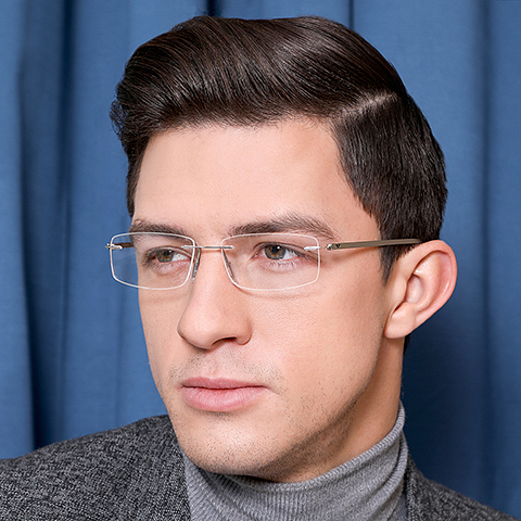 Vincent Chase Online Silver Rimless Rectangle left side