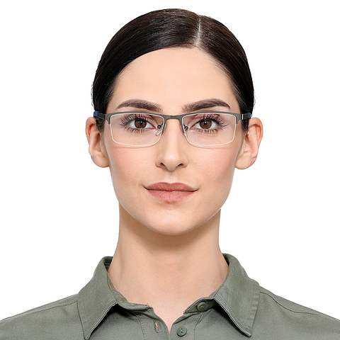 Vincent Chase Online Mid Gunmetal Half Rim Rectangle left side