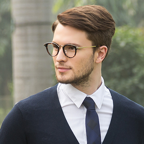 Lenskart Air Online Golden Brown Full Rim Round left side
