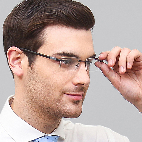 Lenskart Air Online Black Rimless Rectangle left side