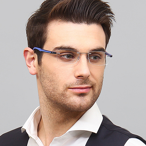 Lenskart Air Online Mid Gunmetal Rimless Rectangle right side
