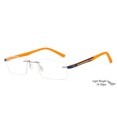 Lenskart Air Online Mid Gunmetal Rimless Rectangle right side