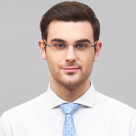 Lenskart Air Online Mid Gunmetal Rimless Rectangle left side