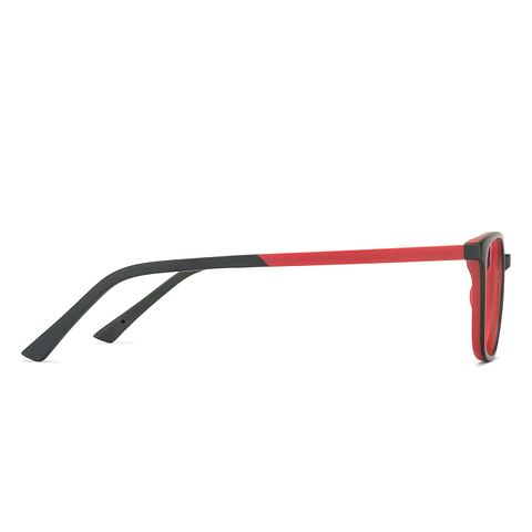 Lenskart Air Online Matte Black Red Full Rim Wayfarer left side