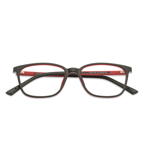 Lenskart Air Online Matte Black Red Full Rim Wayfarer left side