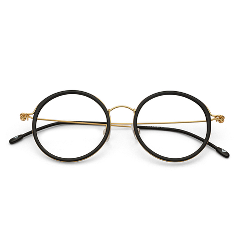 Lenskart Air Online Matte Black Golden Full Rim Round left side