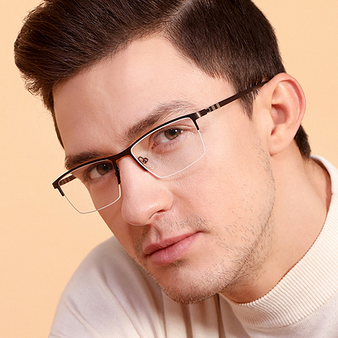 Lenskart Air Online Light Brown Half Rim Rectangle left side