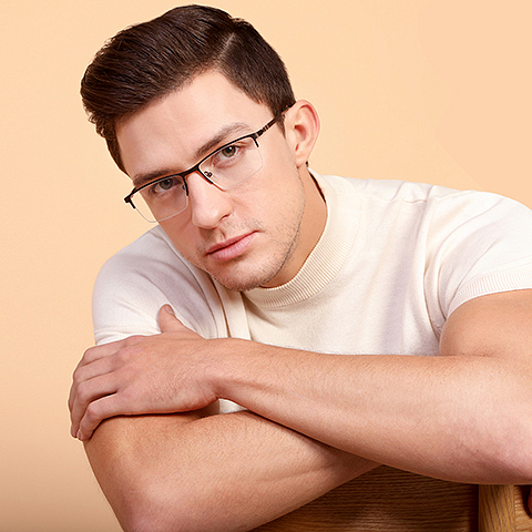 Lenskart Air Online Light Brown Half Rim Rectangle right side