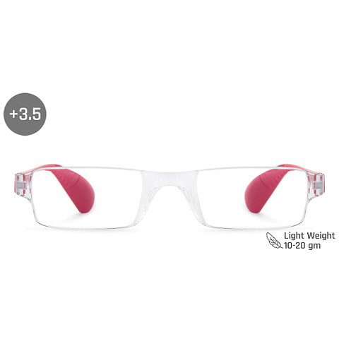 LENSKART BLU READERS Transparent Red Rimless Rectangle LENSKART BLU READERS VC E11335 Only for 3 5 Prefitted Powers left side