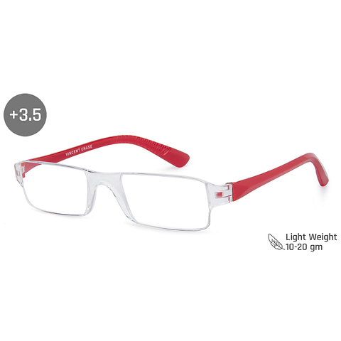 LENSKART BLU READERS Transparent Red Rimless Rectangle LENSKART BLU READERS VC E11335 Only for 3 5 Prefitted Powers right side