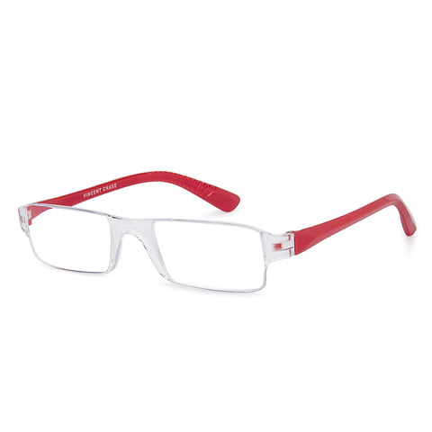 LENSKART BLU READERS Transparent Red Rimless Rectangle LENSKART BLU READERS VC E11335 Only for 3 5 Prefitted Powers left side