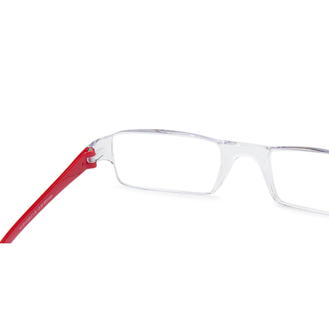 LENSKART BLU READERS Transparent Red Rimless Rectangle LENSKART BLU READERS VC E11335 Only for 3 5 Prefitted Powers left side