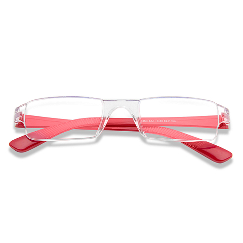 LENSKART BLU READERS Transparent Red Rimless Rectangle LENSKART BLU READERS VC E11335 Only for 3 5 Prefitted Powers right side