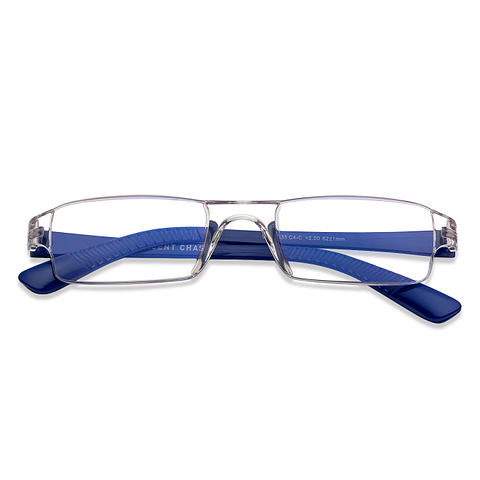 LENSKART BLU READERS Transparent Navy Blue Rimless Rectangle LENSKART BLU READERS VC E11335 Only for 2 Prefitted Powers left side