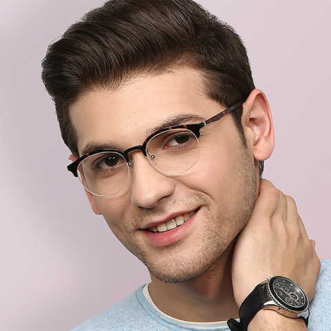 Lenskart Air Online Light Brown Half Rim Round left side