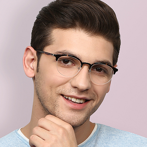 Lenskart Air Online Light Brown Half Rim Round right side