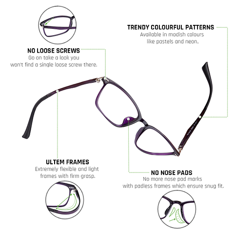 Lenskart Air Online Purple Full Rim Rectangle left side
