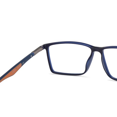 Lenskart BLU Screen Glasses Blue Block Zero Power Screen Glasses: Blue Orange Full Rim Rectangle Lenskart Blu VC E11391-C3 left side Lenskart BLU Screen Glasses Blue Block Zero Power Screen Glasses: Blue Orange Full Rim Rectangle Lenskart Blu VC E11391-C3 left side