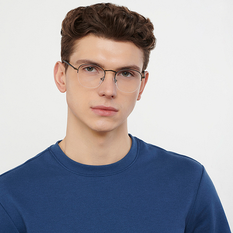 Vincent Chase Online Black Half Rim Round left side