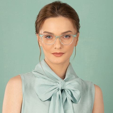 Lenskart Air Online Green Transparent Full Rim Cat Eye left side