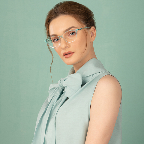 Lenskart Air Online Green Transparent Full Rim Cat Eye right side