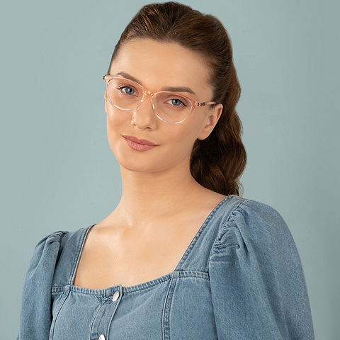Lenskart Air Online Pink Transparent Full Rim Cat Eye left side