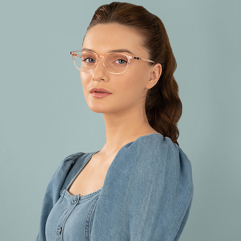 Lenskart Air Online Pink Transparent Full Rim Cat Eye right side