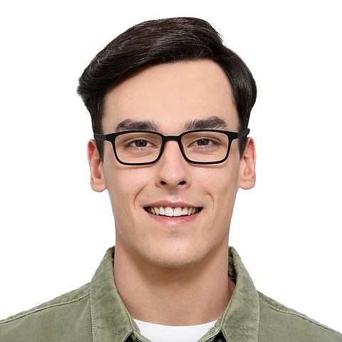 Lenskart BLU Screen Glasses Blue Block Zero Power Screen Glasses: Grey Transparent Full Rim Rectangle Lenskart Blu VC E11811-C2 right side