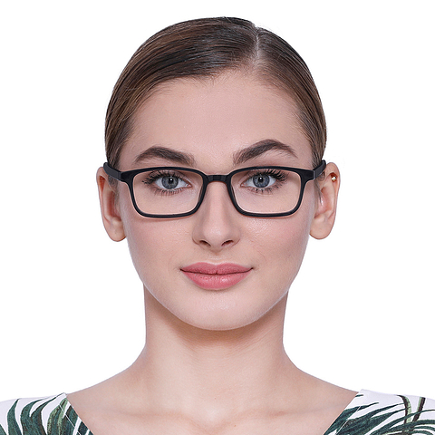 Lenskart BLU Screen Glasses Blue Block Zero Power Screen Glasses: Grey Transparent Full Rim Rectangle Lenskart Blu VC E11811-C2 left side