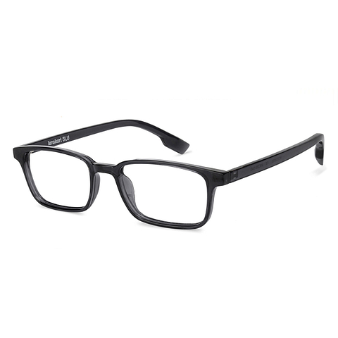Lenskart BLU Screen Glasses Blue Block Zero Power Screen Glasses: Grey Transparent Full Rim Rectangle Lenskart Blu VC E11811-C2 right side