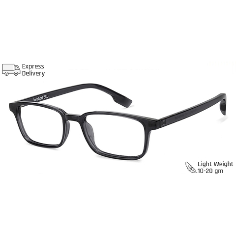 Lenskart BLU Screen Glasses Blue Block Zero Power Screen Glasses: Grey Transparent Full Rim Rectangle Lenskart Blu VC E11811-C2 right side