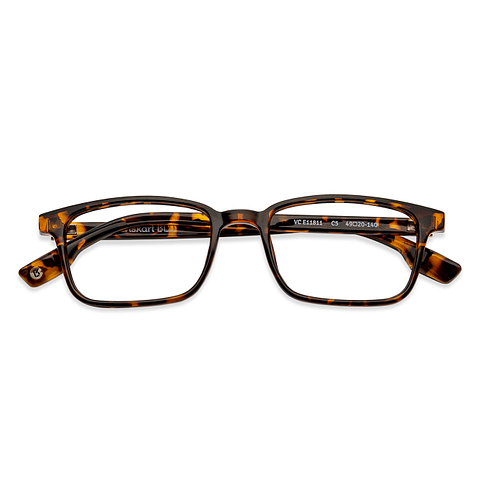 Lenskart BLU Screen Glasses Blue Block Zero Power Screen Glasses: Brown Tortoise Full Rim Rectangle Lenskart Blu VC E11811-C5 left side