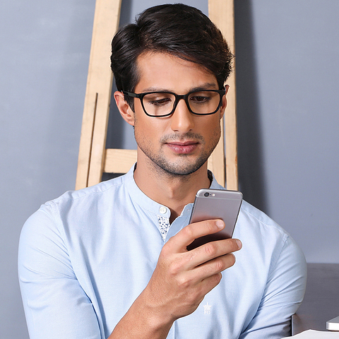 Lenskart BLU Screen Glasses Blue Block Zero Power Screen Glasses: Brown Full Rim Rectangle Lenskart Blu VC E11813-C5 left side