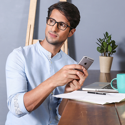 Lenskart BLU Screen Glasses Blue Block Zero Power Screen Glasses: Brown Full Rim Rectangle Lenskart Blu VC E11813-C5 right side