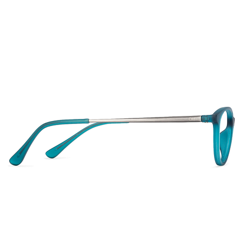 Lenskart Air Screen Glasses Sky Blue Full Rim Cat Eye left side