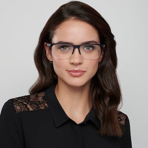 Lenskart Air Online Sky Blue Half Rim Rectangle left side
