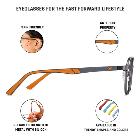 Lenskart Air Online Mid Gunmetal Full Rim Round right side