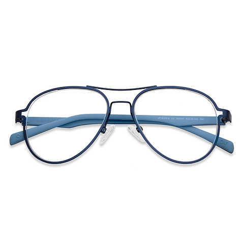 Lenskart Air Online Sky Blue Full Rim Aviator left side