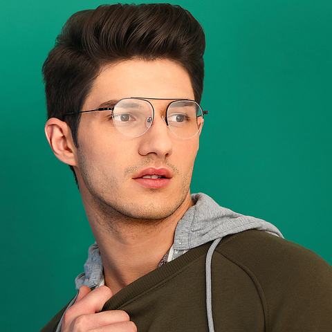 Vincent Chase Online Mid Gunmetal Half Rim Geometric left side