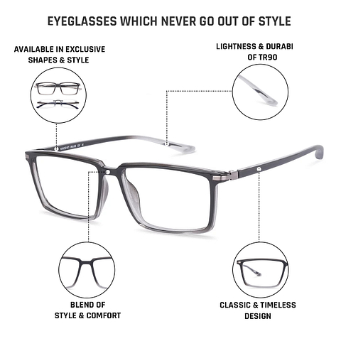 Lenskart Air Online Gray Transparent Full Rim Rectangle left side