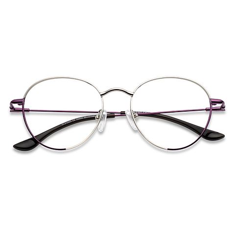 Vincent Chase Online Silver Purple Full Rim Round left side