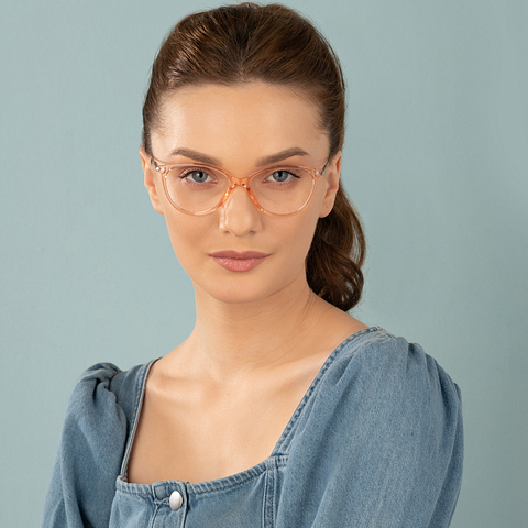 Lenskart Air Online Pink Transparent Full Rim Cat Eye left side