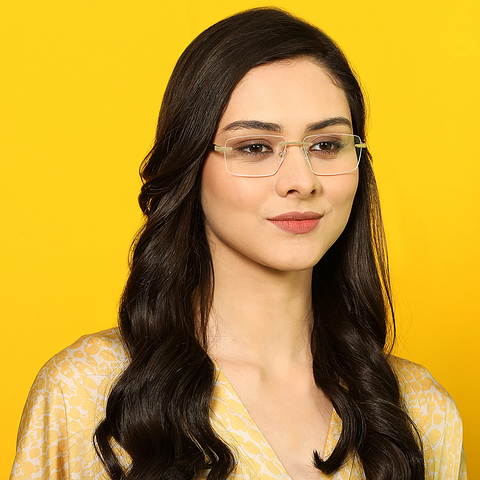 Lenskart Air Online Gold Rimless Rectangle left side