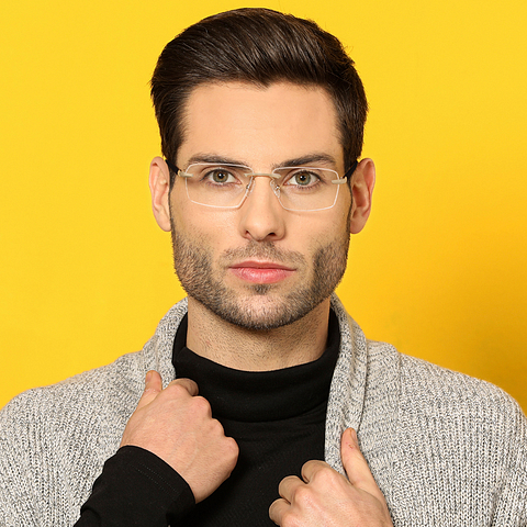 Lenskart Air Online Gold Rimless Rectangle left side